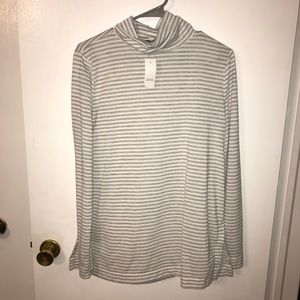 Gray and white striped turtleneck